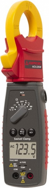 PCE Instruments Compact Manual Ranging & Voltage Clamp Meter: CAT I CAT II & CAT III, 1.1811" Jaw, C-Clamp & Curved Jaw - PCE-LCT 3