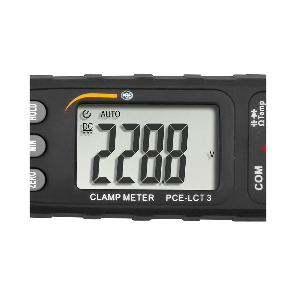 PCE Instruments Compact Manual Ranging & Voltage Clamp Meter: CAT I CAT II & CAT III, 1.1811" Jaw, C-Clamp & Curved Jaw - PCE-LCT 3