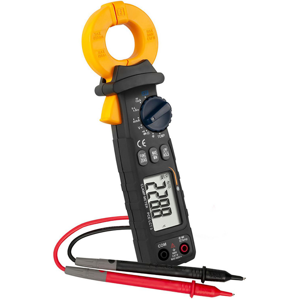 PCE Instruments Compact Manual Ranging & Voltage Clamp Meter: CAT I CAT II & CAT III, 1.1811" Jaw, C-Clamp & Curved Jaw - PCE-LCT 3