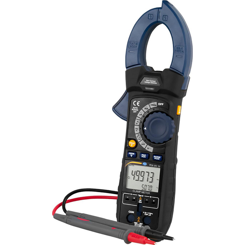 PCE Instruments Compact Manual Ranging & Voltage Clamp Meter: CAT I CAT II & CAT III, 1.9" Jaw, C-Clamp & Curved Jaw - PCE-HVAC 6