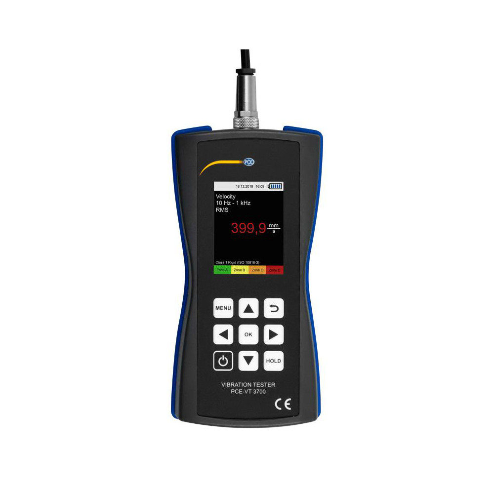 PCE Instruments Vibration Meters; Meter Type: Vibration Meter; Vibration Tester; Vibration Measurement Range: 1-10 Hz; Display Type: Color LCD; Minimum Operating Temperature: -4; Maximum Operating Temperature: 149; Measures: Vibration; Frequency; Acceleration; Velocity; Displacement - PCE-VT 3700S