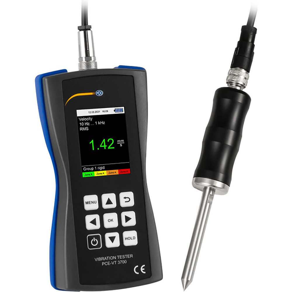 PCE Instruments Vibration Meters; Meter Type: Vibration Meter; Vibration Tester; Vibration Measurement Range: 1-10 Hz; Display Type: Color LCD; Minimum Operating Temperature: -4; Maximum Operating Temperature: 149; Measures: Vibration; Frequency; Acceleration; Velocity; Displacement - PCE-VT 3700S
