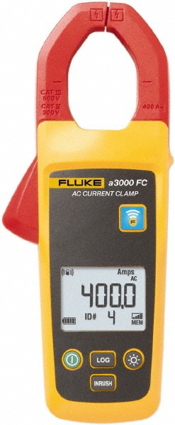 Fluke Wireless Clamp Meter: CAT III, 1.4" Jaw, Thin Jaw - FLUKE-393 FC