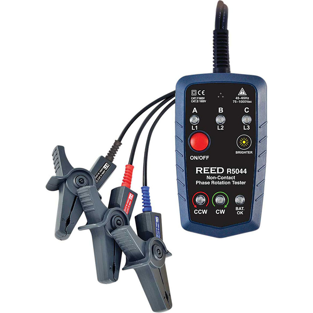 Extech 3 Phase, 40 to 600 VAC, 2 to 400 Hz, 32 to 104°F, LED Display Phase Rotation Tester - 480403