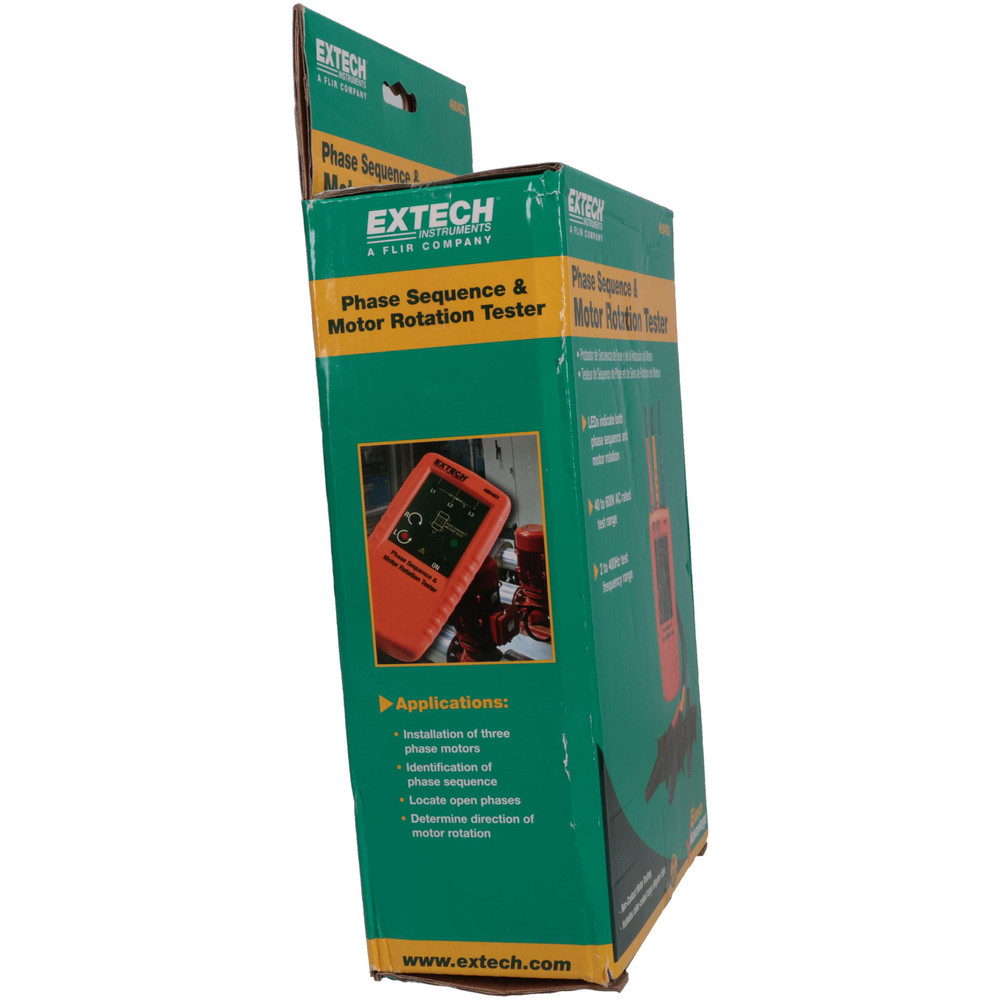 Extech 3 Phase, 40 to 600 VAC, 2 to 400 Hz, 32 to 104°F, LED Display Phase Rotation Tester - 480403
