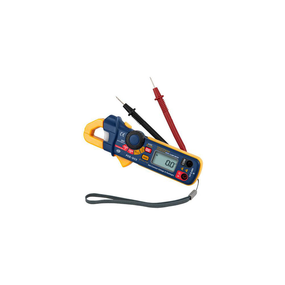 PCE Instruments Auto Ranging Compact & Voltage Clamp Meter: CAT I CAT II & CAT III, 0.7" Jaw, C-Clamp & Curved Jaw - PCE-DC1