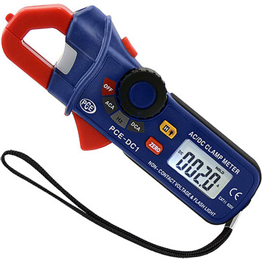 PCE Instruments Auto Ranging Compact & Voltage Clamp Meter: CAT I CAT II & CAT III, 0.7" Jaw, C-Clamp & Curved Jaw - PCE-DC1