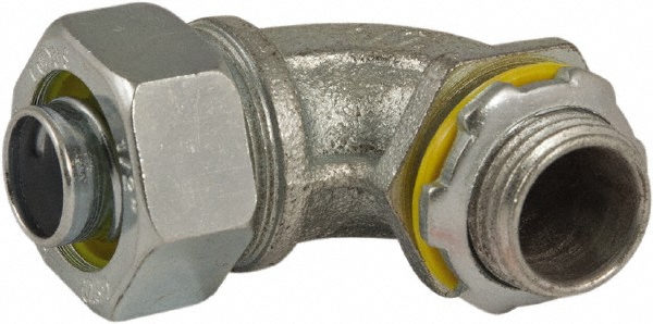 Hubbell-Raco Conduit Connector: For Liquid-Tight, Malleable Iron & Steel, 1/2" Trade Size - 3422