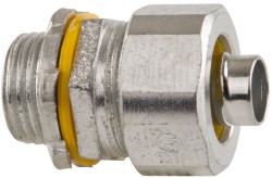 Cooper Crouse-Hinds Conduit Connector: For Liquid-Tight, Malleable Iron, 3/8" Trade Size - LTBK3890