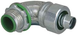 Cooper Crouse-Hinds Conduit Connector: For Liquid-Tight, Malleable Iron, 3/8" Trade Size - LTBK3890