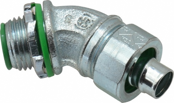 Cooper Crouse-Hinds Conduit Connector: For Liquid-Tight, Malleable Iron, 3/8" Trade Size - LTBK3890