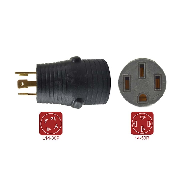 Superior Electric 30 Amp Male NEMA L14-30P to 50 Amp Female NEMA 14-50R Adapter Plug for RV - RVA1592