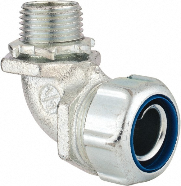 Cooper Crouse-Hinds Conduit Connector: For Liquid-Tight, Malleable Iron, 3/8" Trade Size - LTB3845