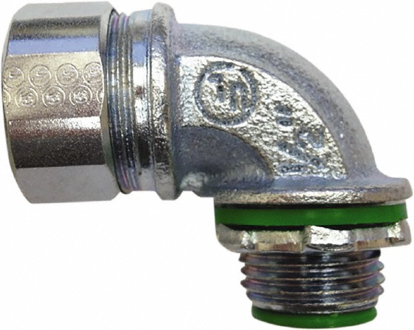 Anaconda Sealtite Conduit Connector: For Liquid-Tight, Zinc-Plated Steel, 1/2" Trade Size - 7STR5090B