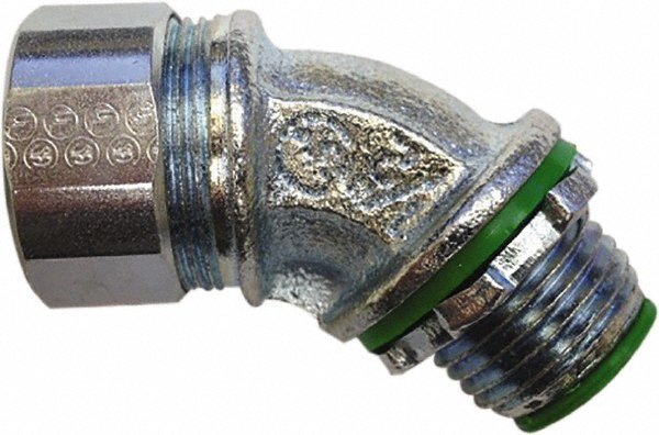 Anaconda Sealtite Conduit Connector: For Liquid-Tight, Zinc-Plated Steel, 1/2" Trade Size - 7STR5090B
