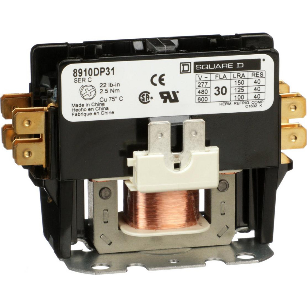 Square D 3 Pole, 30 Amp Inductive Load, 277 Coil VAC at 60 Hz, Definite Purpose Contactor - 8910DPA33V04