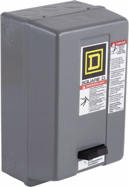 Square D 208 Coil VAC at 60 Hz, 600 Coil VAC, 18 Amp, Enclosed Enclosure NEMA Motor Starter - 8536SBG2V08H30