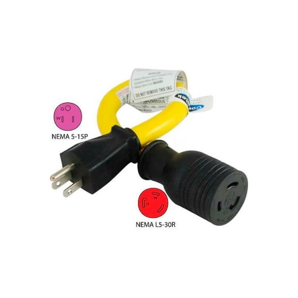 Conntek Conntek P515L530, 15 to 30-Amp Locking Generator Adapter with NEMA 5-15P to L5-30R, Yellow - P515L530