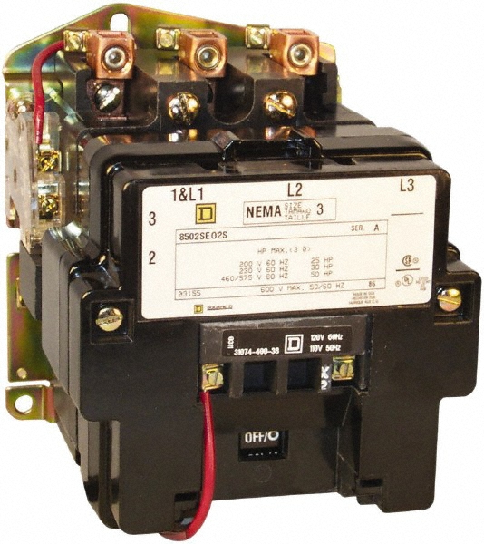 Square D 3 Pole, 208 Coil VAC at 60 Hz, 45 Amp NEMA Contactor - 8502SDO2V08