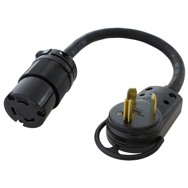 Ac Works 1.5ft  RV 30A 125V TT-30P to NEMA L5-30R 30Amp 125V Locking Female Adapter Cord - TT30L530-018