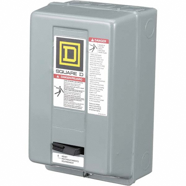 Square D 110 Coil VAC at 50 Hz, 120 Coil VAC at 60 Hz, 27 Amp, NEMA Size 1, Nonreversible Enclosed Enclosure NEMA Motor Starter - 8536SCG3V02H30S