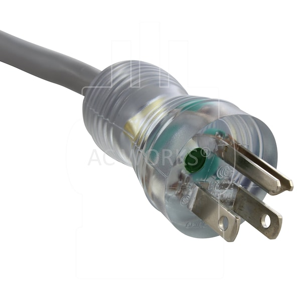 Ac Works 15ft 14/3 15A Medical Grade Power Cord With Left Angle IEC C13 Connector - MD15ALC13-180