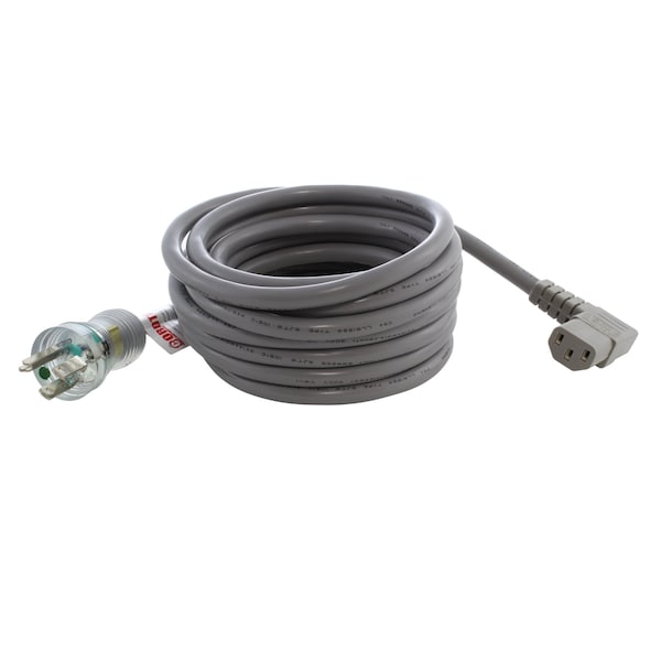 Ac Works 15ft 14/3 15A Medical Grade Power Cord With Left Angle IEC C13 Connector - MD15ALC13-180