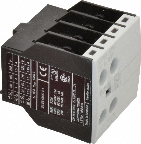 Eaton Cutler-Hammer 7, 9, 12, 15, 18, 25, 32 Amp, Contactor Front Mount Auxiliary Contact - XTCEXFAC02
