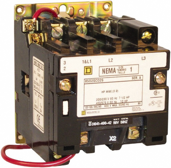 Square D 3 Pole, 440 Coil VAC at 50 Hz and 480 Coil VAC at 60 Hz, 27 Amp NEMA Contactor - 8502SCO2V06S