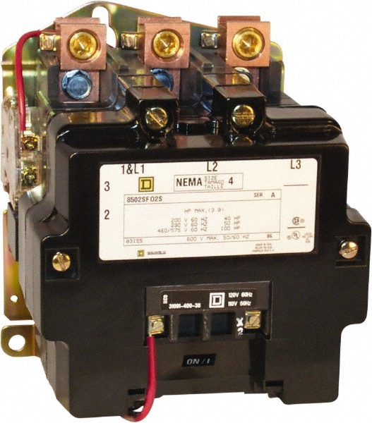Square D 3 Pole, 208 Coil VAC at 60 Hz, 135 Amp NEMA Contactor - 8502SFO2V08