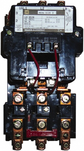 Square D 208 Coil VAC at 60 Hz, 90 Amp, NEMA Size 3, Nonreversible Open Enclosure NEMA Motor Starter - 8536SEO1V08