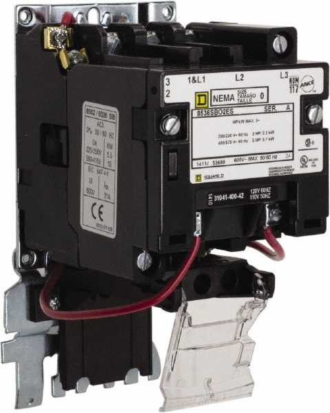 Square D 220 Coil VAC at 50 Hz, 240 Coil VAC at 60 Hz, 18 Amp, Nonreversible Open Enclosure NEMA Motor Starter - 8536SBO1V03