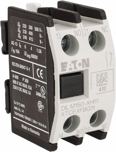 Eaton Cutler-Hammer 40, 50, 65, 80, 95, 115, 150 Amp, Contactor Front Mount Auxiliary Contact - XTCEXFBG20