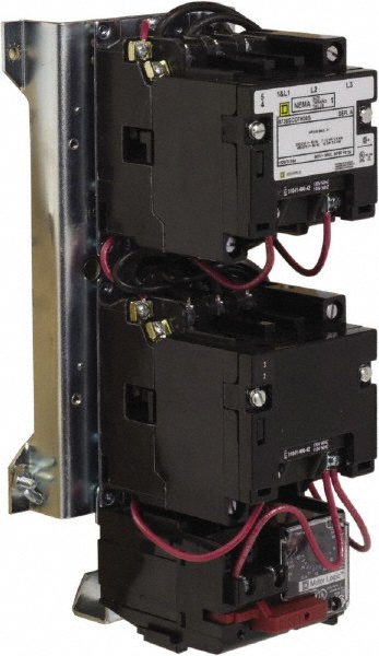 Square D 110 Coil VAC at 50 Hz, 120 Coil VAC at 60 Hz, 27 Amp, NEMA Size 1, Reversible Open Enclosure NEMA Motor Starter - 8736SCO7V02H30S