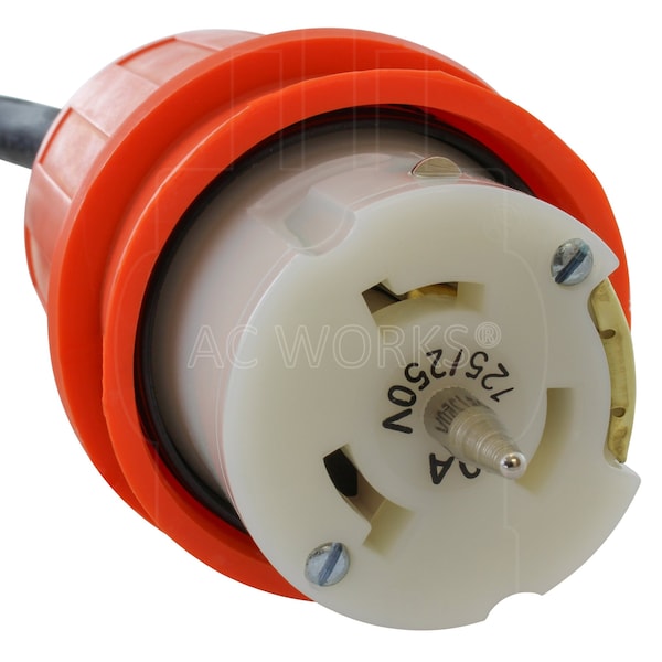 Ac Works 25ft Temporary Power RV 30A TT-30P Plug to CS6364 50A Locking Female Rubber Adapter Cord - TETT-025