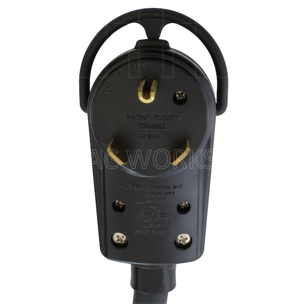 Ac Works 25ft Temporary Power RV 30A TT-30P Plug to CS6364 50A Locking Female Rubber Adapter Cord - TETT-025