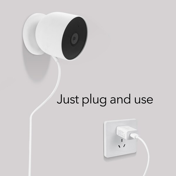 Wasserstein Pogo Pin Power Cable, 26ft, for Google Nest Cam Outdoor/Indoor, Battery - NestCable26ftAdpWhtUS