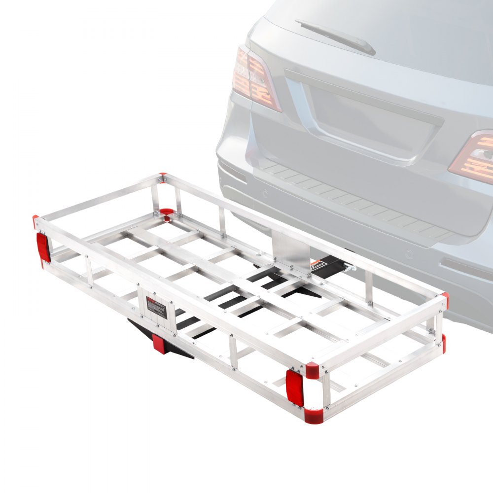 VEVOR 49.4 x 22.4 x 7.1 in Hitch Cargo Carrier, 500lbs Loading Capacity Trailer Hitch Mounted Cargo Basket, Rust-proof Aluminum Luggage Carrier Rack Fits 2" Hitch Receiver for SUV Truck Pickup Camping - CHXLK47206500F92QV0
