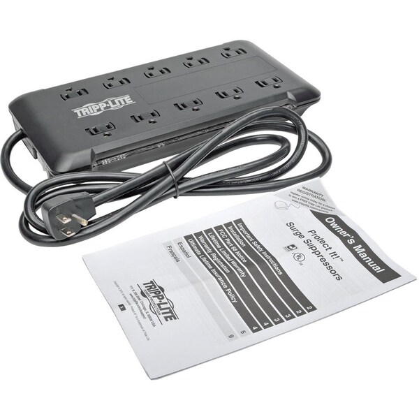 Tripp Lite Surge Protector, 10-Outlet, 5-7/10"Wx11-1/10"Lx1-3/10"H, BK - TRPTLP1006B