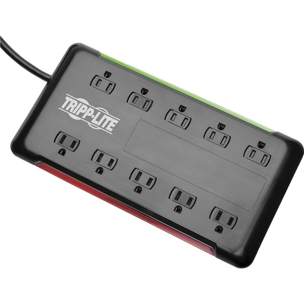 Tripp Lite Surge Protector, 10-Outlet, 5-7/10"Wx11-1/10"Lx1-3/10"H, BK - TRPTLP1006B