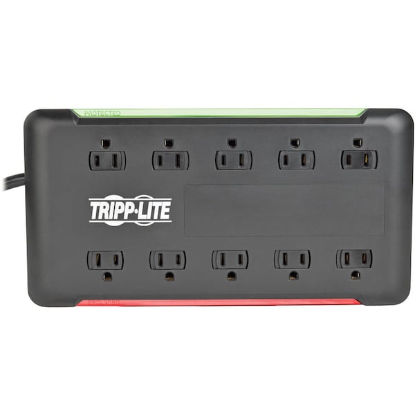Tripp Lite Surge Protector, 10-Outlet, 5-7/10"Wx11-1/10"Lx1-3/10"H, BK - TRPTLP1006B