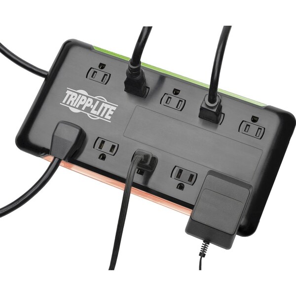 Tripp Lite Surge Protector, 10-Outlet, 5-7/10"Wx11-1/10"Lx1-3/10"H, BK - TRPTLP1006B