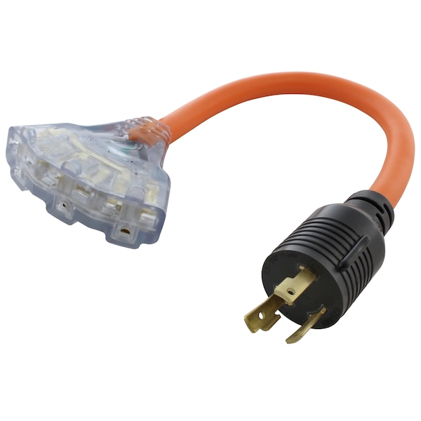 Ac Works 1.5FT 30A 250V L6-30 Plug to 3 NEMA 6-15/20 Tri-Outlets with Indicator - L630W620-018