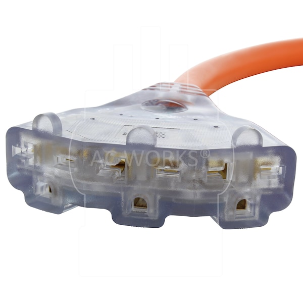 Ac Works 1.5FT 30A 250V L6-30 Plug to 3 NEMA 6-15/20 Tri-Outlets with Indicator - L630W620-018