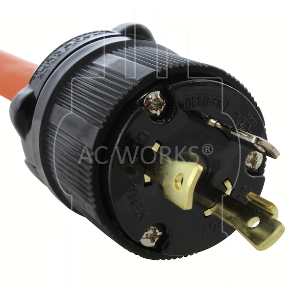 Ac Works 1.5FT 30A 3-Prong L5-30P Locking Plug to Household Outlet with 20A Breaker - L530CB520