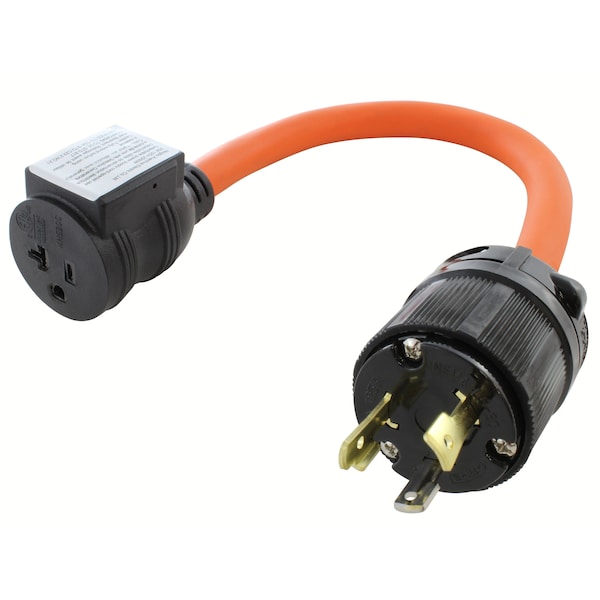 Ac Works 1.5FT 30A 3-Prong L5-30P Locking Plug to Household Outlet with 20A Breaker - L530CB520