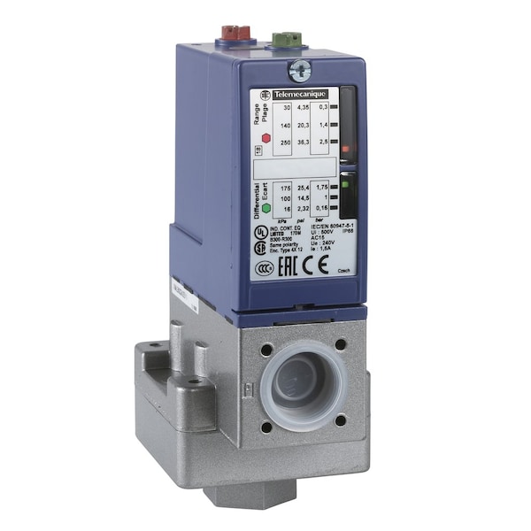 Interruptor de presión Telemecanique Sensors, 1 C/O, Regulación entre 2 umbrales de acción - XMLB004A2S11