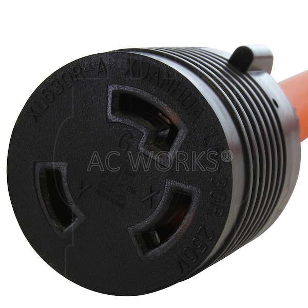 Ac Works 1.5FT 14-30P 4-Prong Dryer Plug to L6-30R 3-Prong 30 Amp 250 Locking Female Adapter - S1430L630-018