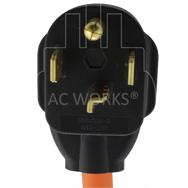Ac Works 1.5FT 14-30P 4-Prong Dryer Plug to L6-30R 3-Prong 30 Amp 250 Locking Female Adapter - S1430L630-018