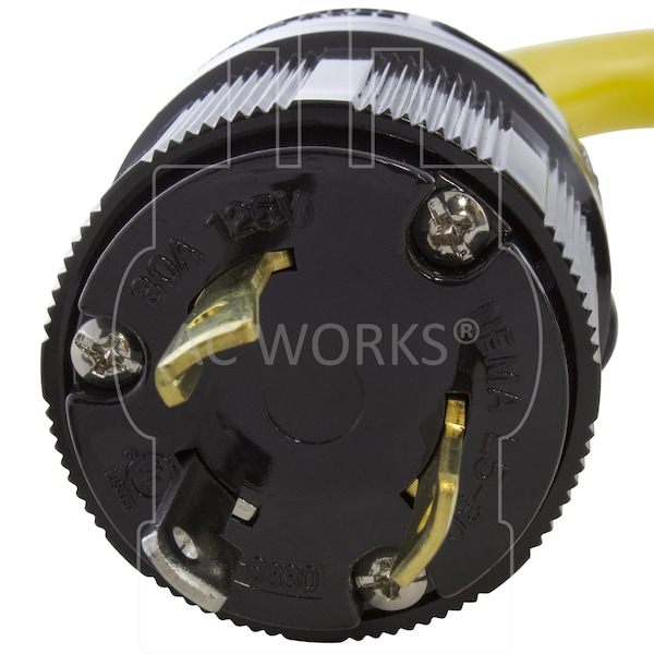 Ac Works 1.5FT Temp Power L5-30P 30A 3-Prong Generator Locking Plug to CS6364 50A Connector - TEL530-018